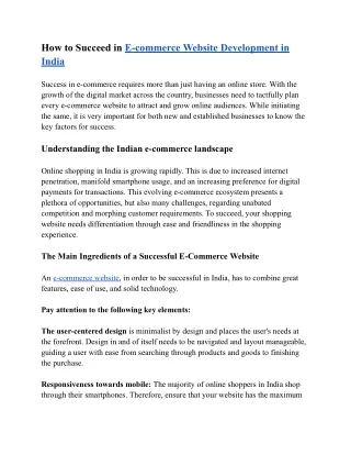 E-commerce Website Development in India