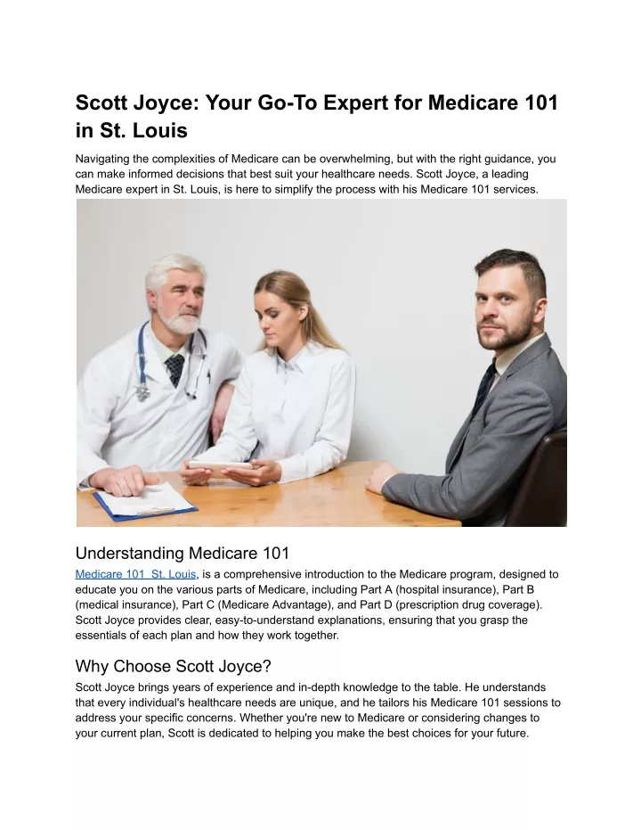 scott joyce your go to expert for medicare