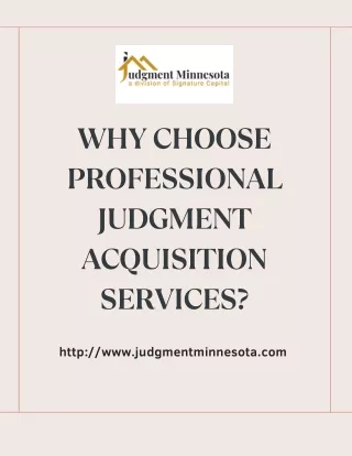Why Choose Professional Judgment Acquisition Services in Minnesota?