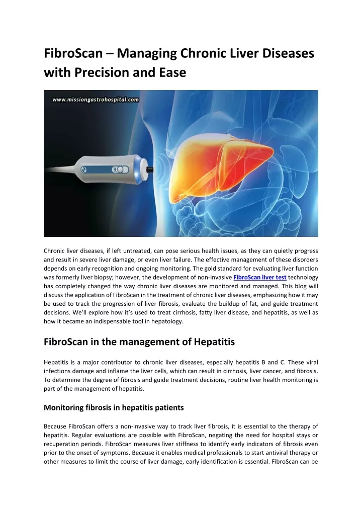 fibroscan managing chronic liver diseases with