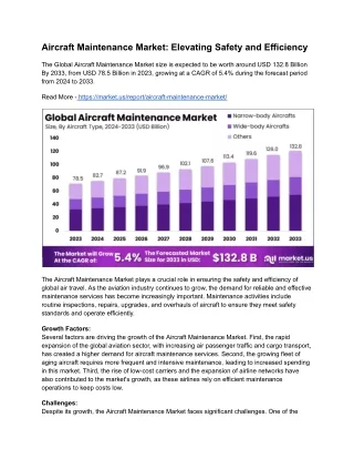 Aircraft Maintenance Market: Where Precision Meets Performance