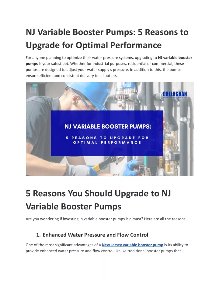 nj variable booster pumps 5 reasons to upgrade