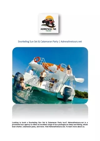 snorkeling sun set catamaran party