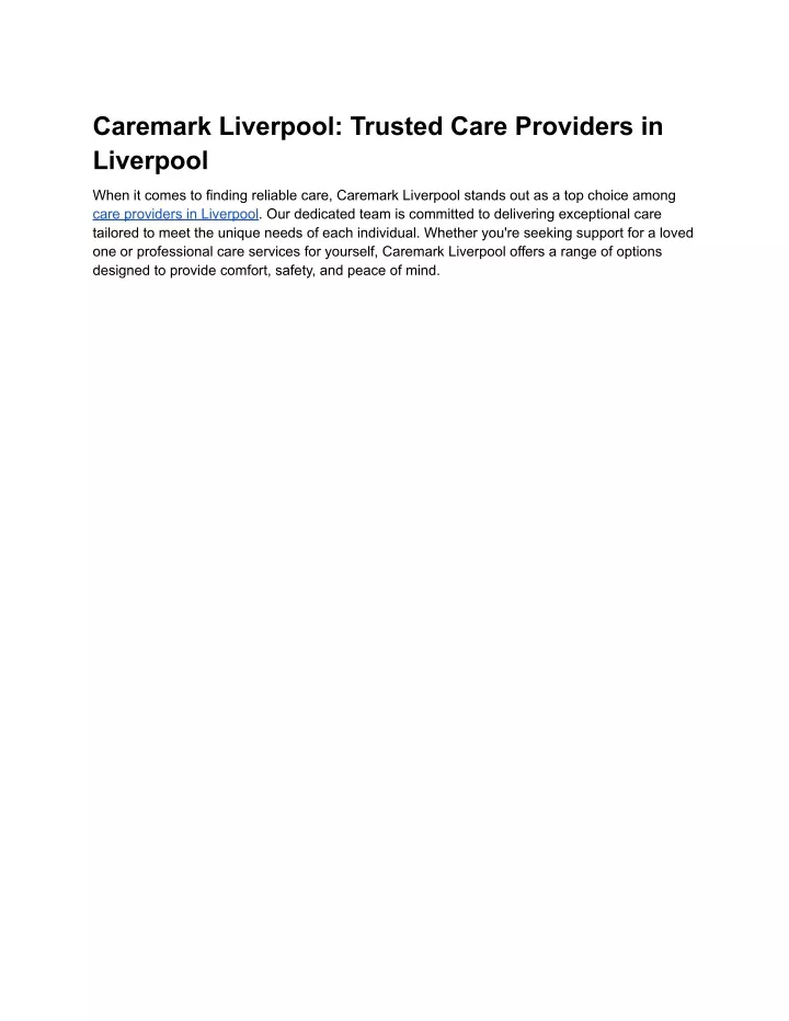 caremark liverpool trusted care providers