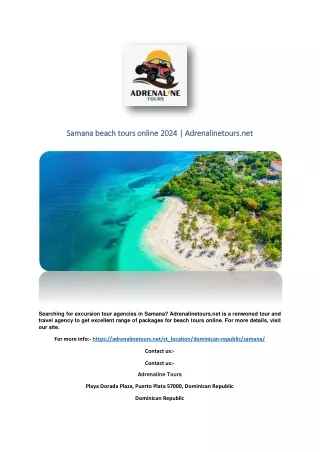 Samana beach tours online 2024 | Adrenalinetours.net