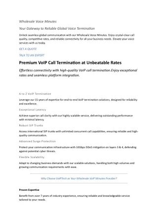 Wholesale Voice Minutes