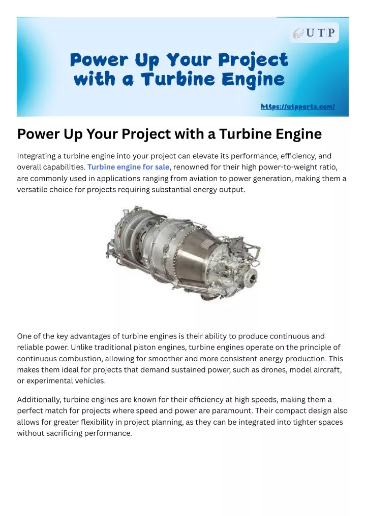 power up your project with a turbine engine