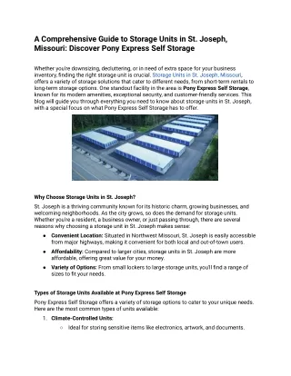 Storage Units in St. Joseph, Missouri: Discover Pony Express Self Storage