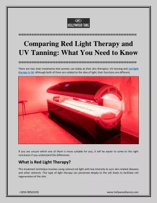 Comparing Red Light Therapy and UV Tanning_ What You Need to Know