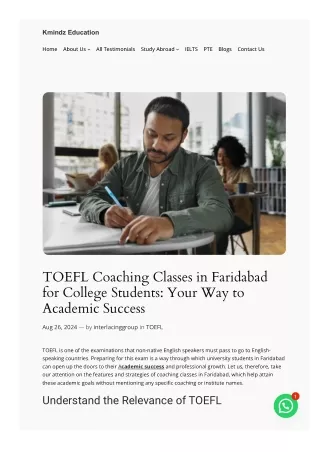"Best TOEFL Classes in Faridabad: Experts' Training for High Scores!"