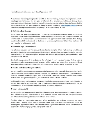 how to seamlessly integrate a multi cloud