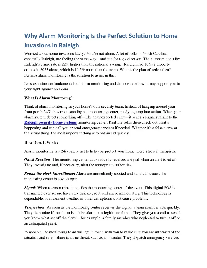 why alarm monitoring is the perfect solution