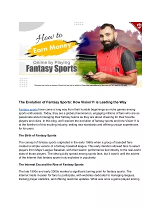 The Evolution of Fantasy Sports_ How Vision11 is Leading the Way (1)