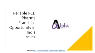 Reliable PCD Pharma Franchise Opportunity in India - Alpha Drugs