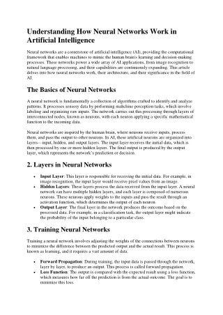 Understanding How Neural Networks Work in Artificial Intelligence