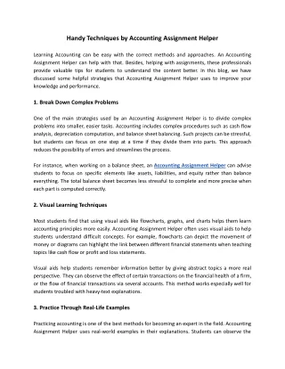 Handy Techniques by Accounting Assignment Helper
