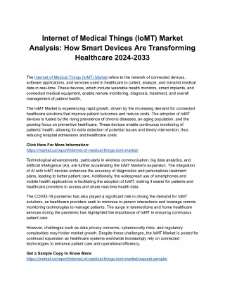 Internet of Medical Things (IoMT) Market Overview: The Role of Smart Wearables a
