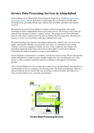 invoice data processing services in ahmedabad
