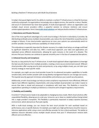 building a resilient it infrastructure with multi
