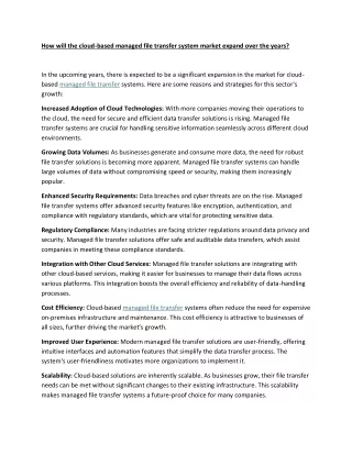 How will the cloud-based managed file transfer system market expand over the years