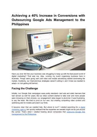 Achieving a 40% Increase in Conversions with Outsourcing Google Ads Management to the Philippines