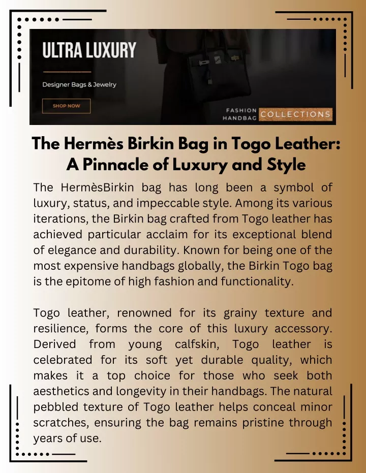 the herm s birkin bag in togo leather a pinnacle