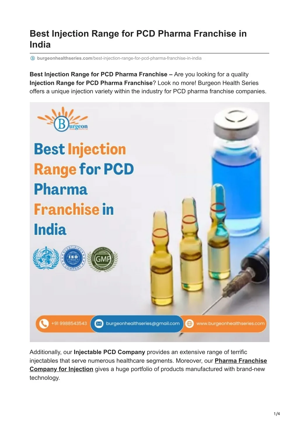 Injectable Range PPT - Best Injection Range for PCD Pharma Franchise in India PowerPoint ...