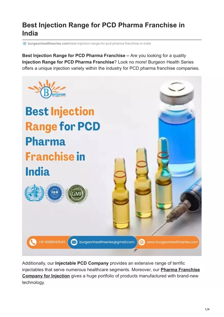 best injection range for pcd pharma franchise