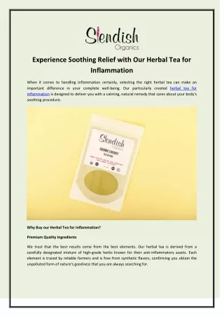 Experience Soothing Relief with Our Herbal Tea for Inflammation