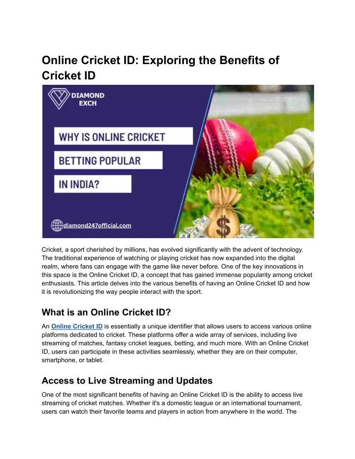 online cricket id exploring the benefits