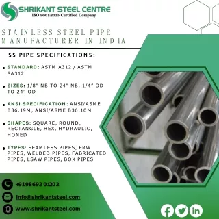 Stainless Steel Pipe | SS Seamless Pipes | SS Seamless Tubes | Pipes | Tubes