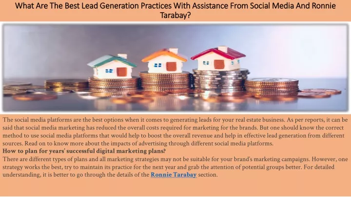 what are the best lead generation practices with assistance from social media and ronnie tarabay