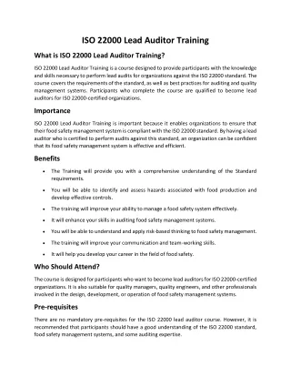 ISO 22000 Training