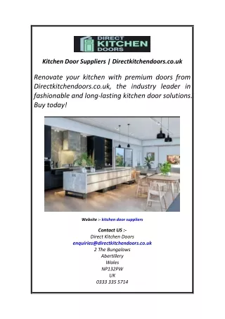 Kitchen Door Suppliers  Directkitchendoors.co.uk