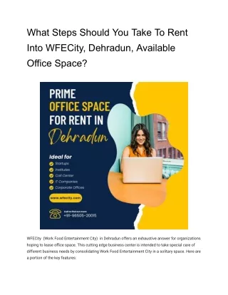 what steps should you take to rent into wfecity