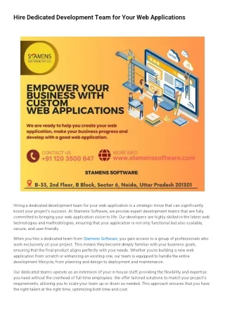 hire dedicated development team for your