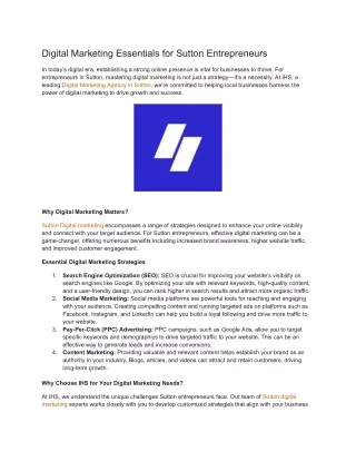 digital marketing essentials for sutton