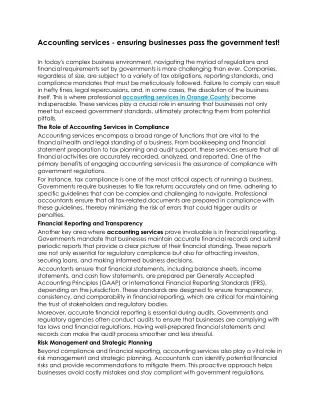 Accounting services  ensuring businesses pass the government test!