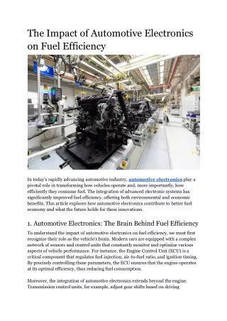 The Impact of Automotive Electronics on Fuel Efficiency