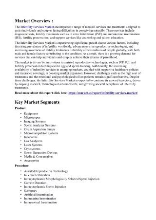 Infertility Services Market: Challenges and Opportunities in Expanding Access to