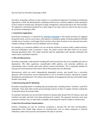 top use cases for serverless computing in 2024