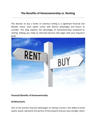 The Benefits of Homeownership vs. Renting - Star RE Blog 2024