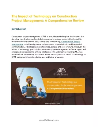 The Impact of Technology on Construction Project Management A Comprehensive Review