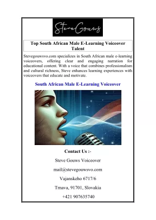 Top South African Male E-Learning Voiceover Talent