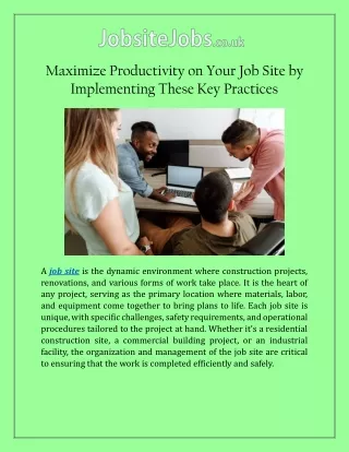 Maximize Productivity on Your Job Site by Implementing These Key Practices