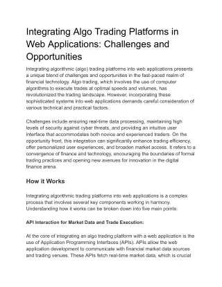 Integrating Algo Trading Platforms in Web Applications_ Challenges and Opportunities