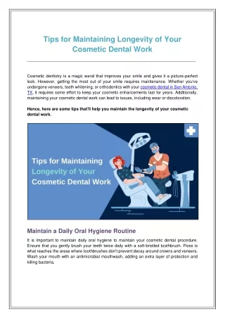 Tips for Maintaining Longevity of Your Cosmetic Dental Work