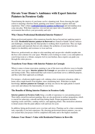 Interior Painters Carnegie