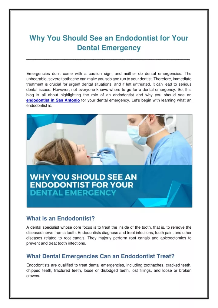 why you should see an endodontist for your dental