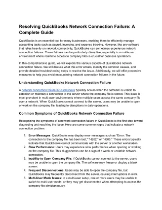 resolving quickbooks network connection failure